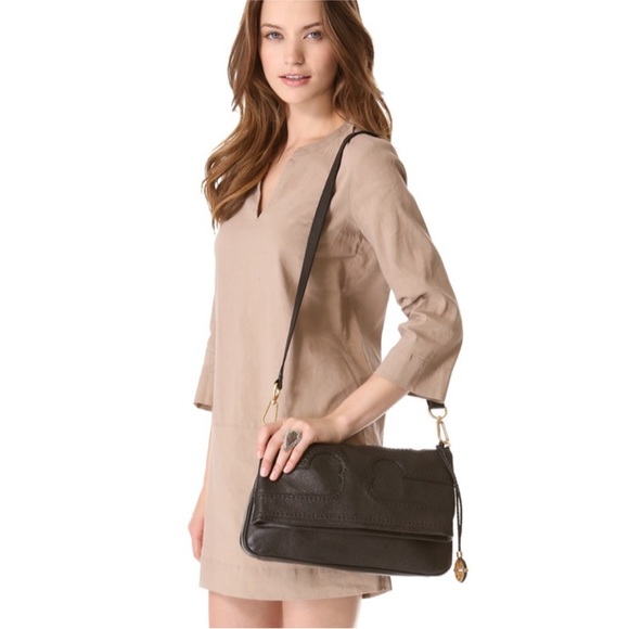 Tory Burch Amalie Pebbled Leather Foldover Crossbody - Picture 1 of 14